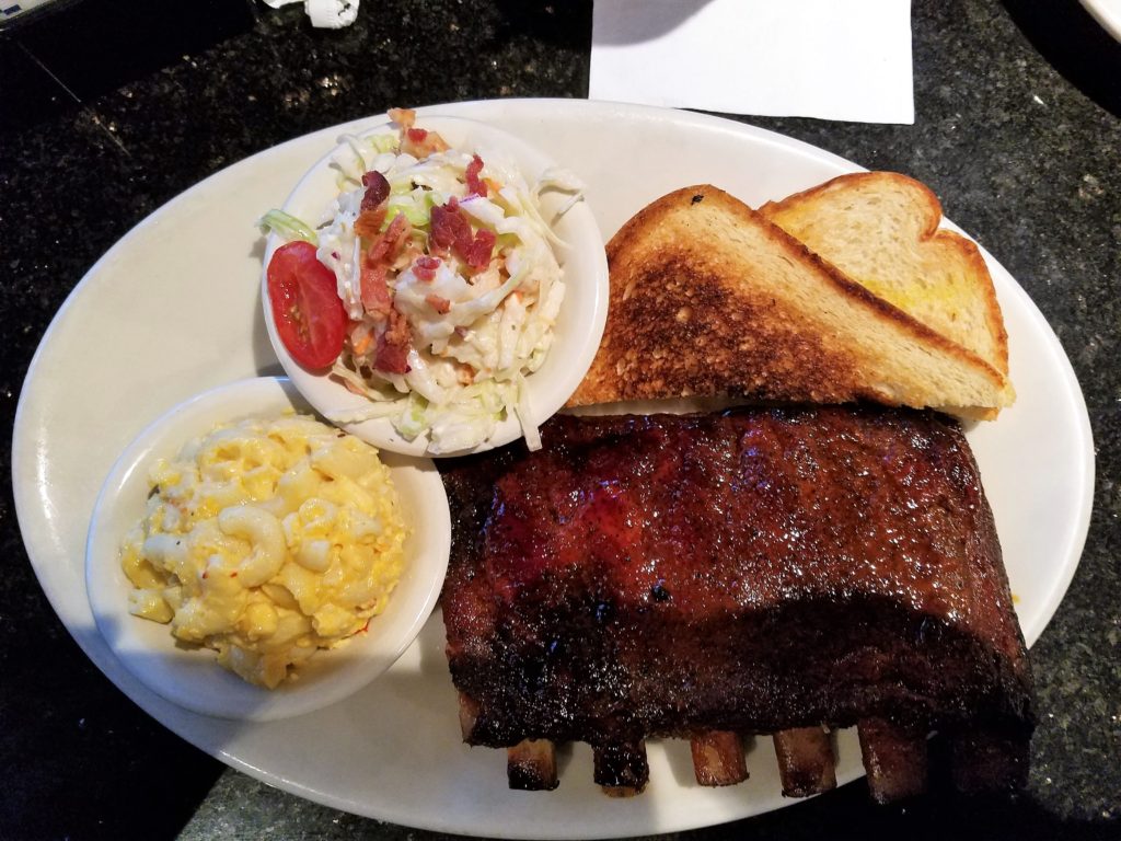 Dead End BBQ, Knoxville, TN Ribs Pimento Mac and Cheese, Red White and Blue Slaw